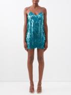 Ashish - Jello Paillette-embellished Georgette Mini Dress - Womens - Dark Green
