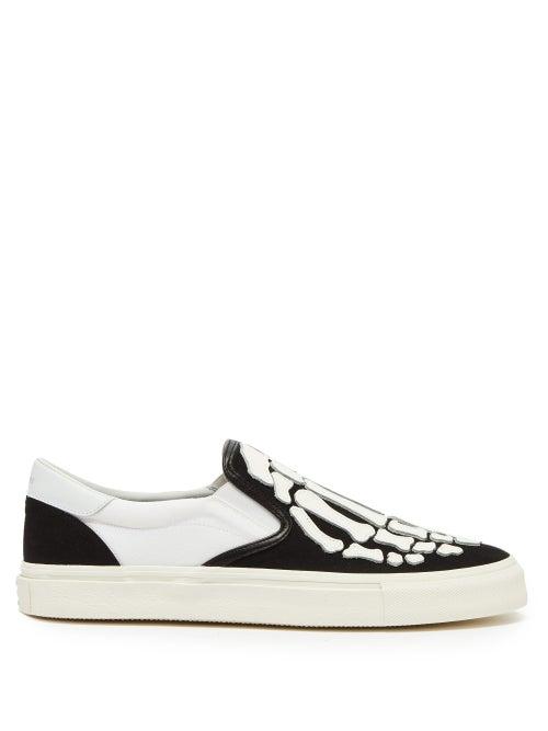 Matchesfashion.com Amiri - Skeleton Appliqu Leather Trainers - Mens - Black White