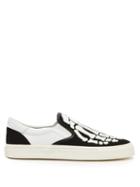 Matchesfashion.com Amiri - Skeleton Appliqu Leather Trainers - Mens - Black White