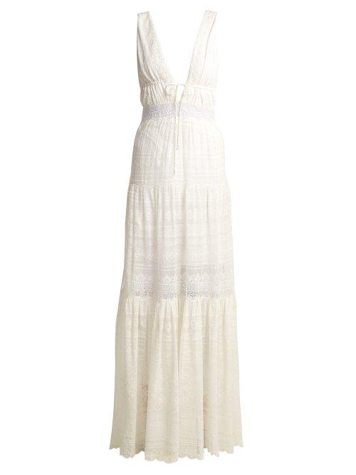 Matchesfashion.com Jonathan Simkhai - Embroidered Lace Silk Dress - Womens - White