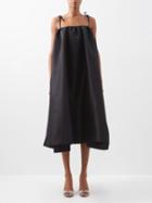 Kika Vargas - Luisa Tie-shoulder Silk-blend Taffeta Midi Dress - Womens - Black