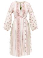 Matchesfashion.com D'ascoli - Amangansett Belted Floral-print Cotton Dress - Womens - Red Print