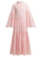 Matchesfashion.com My Beachy Side - Chelsea Tiered Cotton Maxi Dress - Womens - Light Pink
