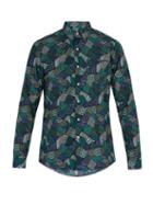 Matchesfashion.com Thorsun - Geometric Print Cotton Shirt - Mens - Green