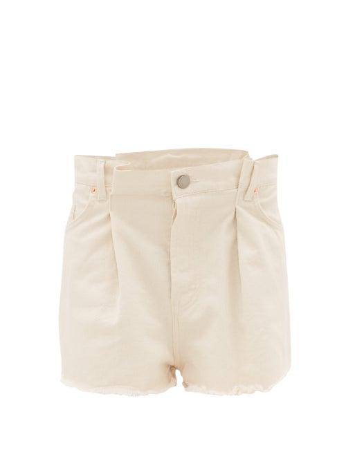 Matchesfashion.com Raey - Fold Raw-hem Denim Shorts - Womens - Ivory