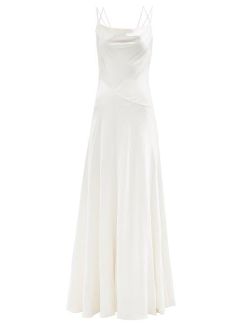Roksanda - Nadiana Lace-up Back Silk-satin Gown - Womens - Ivory