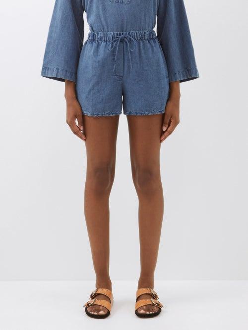 Nili Lotan - Tilly Cotton-chambray Shorts - Womens - Denim