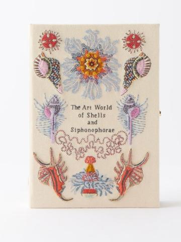 Olympia Le-tan - Seashells Embroidered Clutch Bag - Womens - Beige Multi