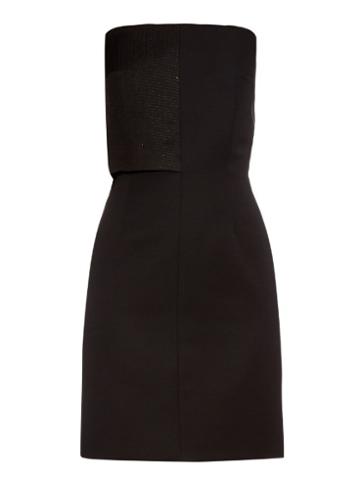 La Mania Valentina Strapless Wool Dress