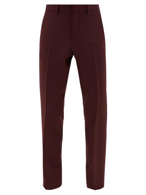 Matchesfashion.com Burberry - Mid-rise Wool-blend Trousers - Mens - Burgundy