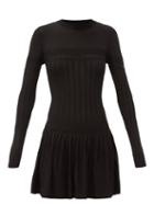 Matchesfashion.com Paco Rabanne - Pleated Rib-knitted Mini Dress - Womens - Black
