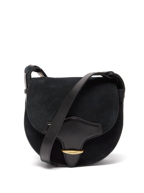 Isabel Marant - Botsy Leather-trim Suede Cross-body Bag - Womens - Black