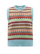 Molly Goddard - Bibi Fair-isle Lambswool Sleeveless Sweater - Womens - Blue Multi