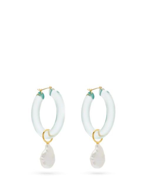 Matchesfashion.com Lizzie Fortunato - Frost Hoop And Pearl Earrings - Womens - Green
