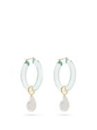 Matchesfashion.com Lizzie Fortunato - Frost Hoop And Pearl Earrings - Womens - Green