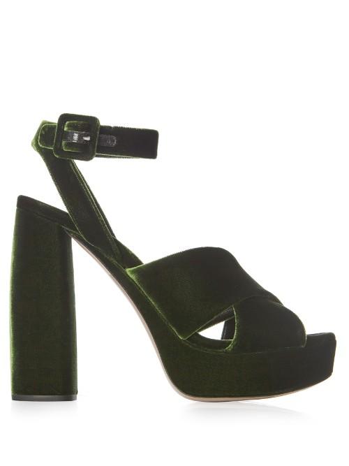 Miu Miu Velvet Block-heel Platform Sandals