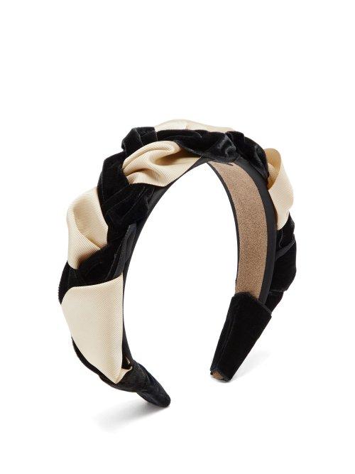 Matchesfashion.com Eliurpi - Braided Velvet And Grosgrain Headband - Womens - Cream Multi