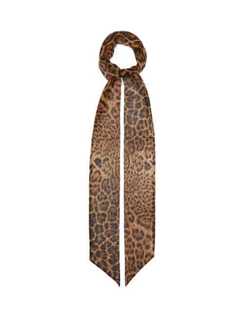 Matchesfashion.com Saint Laurent - Leopard Print Silk Scarf - Womens - Brown