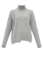Matchesfashion.com Falke - Roll Neck Asymmetric Hem Wool Blend Sweater - Womens - Grey