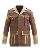 Matchesfashion.com Balmain - Crystal-embellished And Embroidered Cotton Jacket - Mens - Khaki