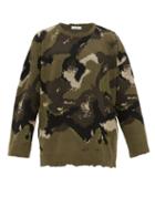 Matchesfashion.com Valentino - Camouflage Jacquard Virgin Wool Sweater - Mens - Khaki Multi