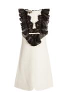 Giambattista Valli V-neck Ruffled Lace-trim Crepe Dress