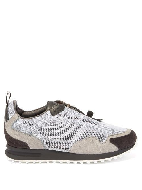 Matchesfashion.com Dunhill - Radial Suede And Mesh Trainers - Mens - Black