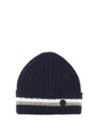 Matchesfashion.com Bogner - Logo Roundel Jacquard Striped Cashmere Beanie Hat - Womens - Navy