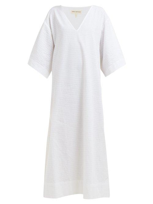 Matchesfashion.com Mara Hoffman - Paola V Neck Side Slit Cotton Kaftan - Womens - White