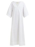 Matchesfashion.com Mara Hoffman - Paola V Neck Side Slit Cotton Kaftan - Womens - White