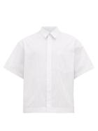 Matchesfashion.com Deveaux - Elasticated Waistband Cotton Pinstriped Shirt - Mens - White Multi
