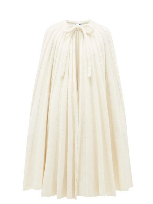 Matchesfashion.com Loewe - Pleated Cashmere Cape - Womens - Cream