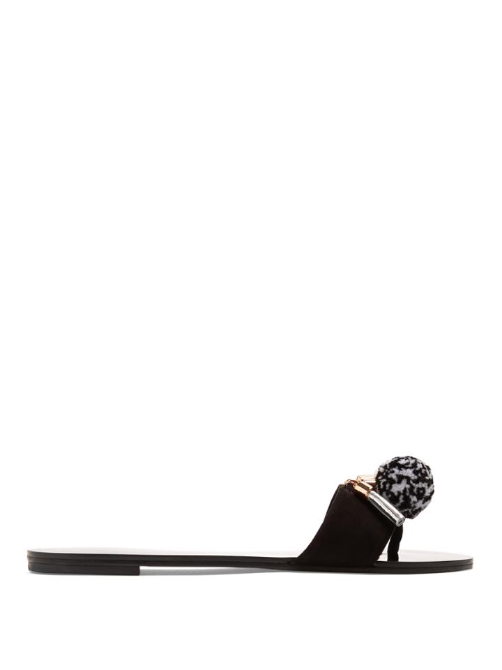 Sophia Webster Jada Pompom Suede Slides