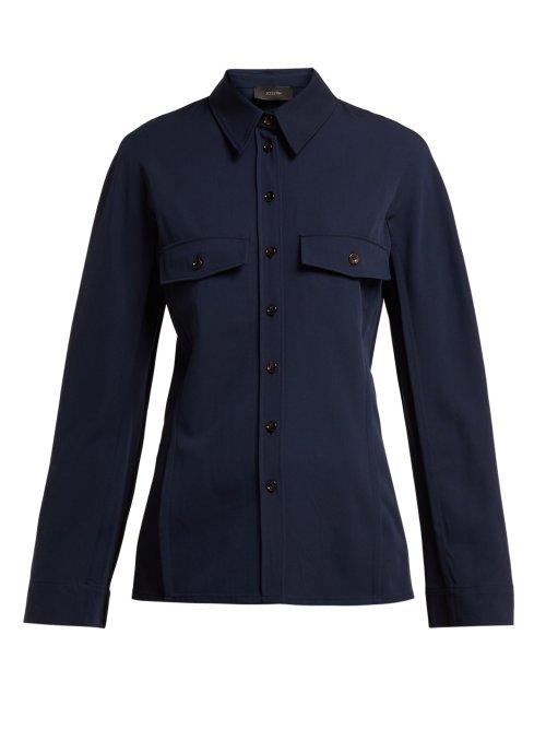 Matchesfashion.com Joseph - Ozzy Virgin Wool Gabardine Shirt - Womens - Navy