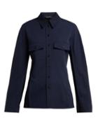 Matchesfashion.com Joseph - Ozzy Virgin Wool Gabardine Shirt - Womens - Navy