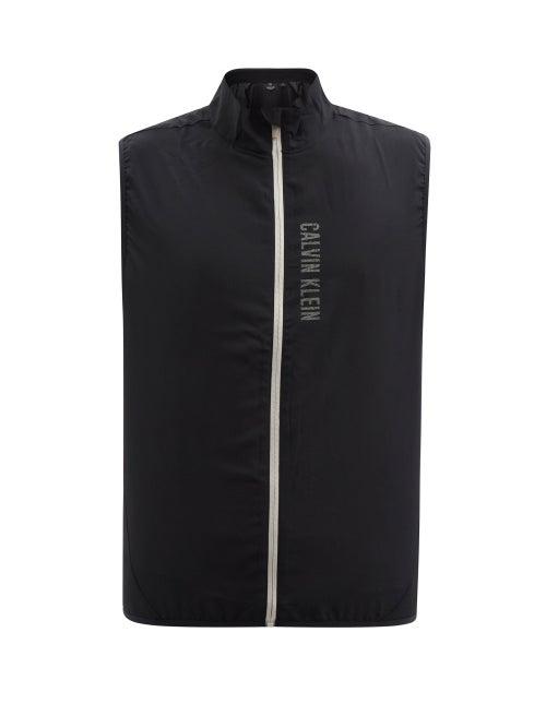 Mens Activewear Calvin Klein Performance - Logo-print Technical-shell Gilet - Mens - Black
