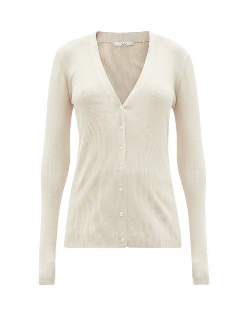 Matchesfashion.com Co - V-neck Ribbed Silk Cardigan - Womens - Light Brown