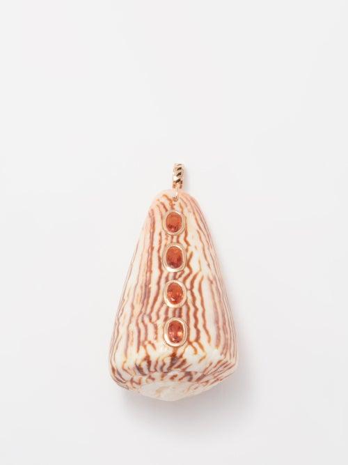 Dezso - Sapphire, Conus Shell & 18kt Rose-gold Charm - Womens - Orange Multi
