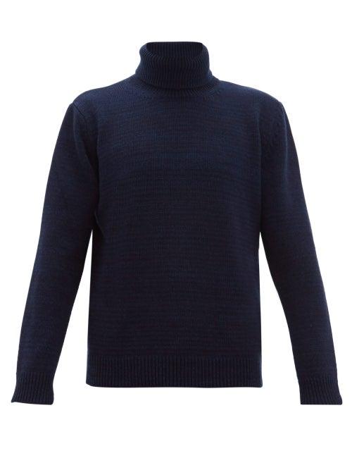 Matchesfashion.com The Gigi - Julien Striped Roll Neck Wool Sweater - Mens - Navy