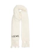 Loewe - Logo-embroidered Mohair-blend Scarf - Mens - White