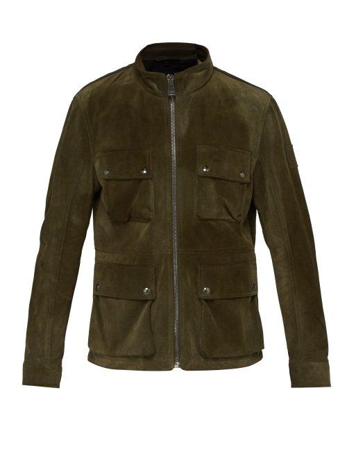 Matchesfashion.com Belstaff - Brad Four Pocket Suede Field Jacket - Mens - Green