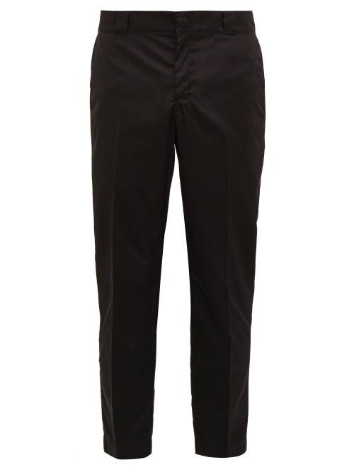 Matchesfashion.com Prada - Logo Plaque Cropped Nylon Gabardine Trousers - Mens - Black