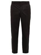 Matchesfashion.com Prada - Logo Plaque Cropped Nylon Gabardine Trousers - Mens - Black