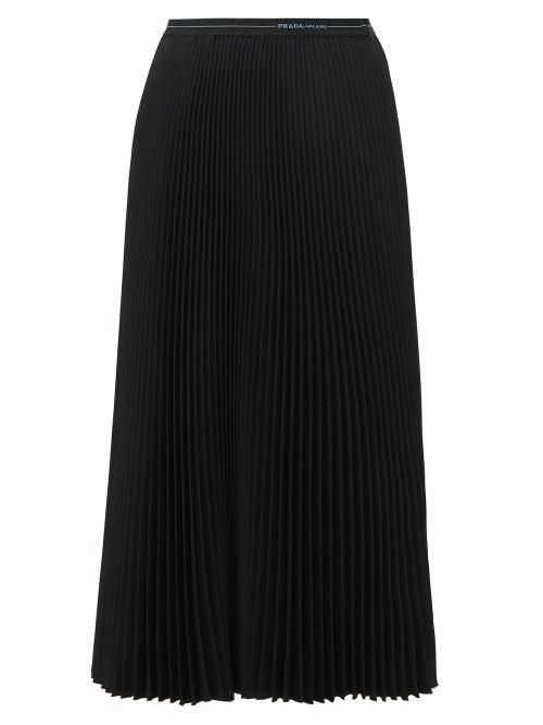 Matchesfashion.com Prada - Divisa Twill Pleated Skirt - Womens - Black
