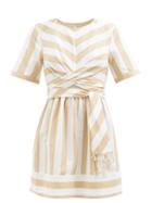 Staud - York Striped Cotton-blend Mini Dress - Womens - Beige White