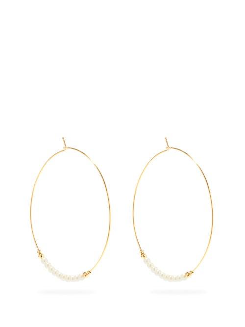 Ladies Fine Jewellery Mizuki - Pearl & 14kt Gold Hoop Earrings - Womens - Pearl