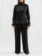 The Row - Ace Exaggerated-collar Matte-satin Shirt - Womens - Black