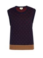 Matchesfashion.com Gucci - Sleeveless Gg Jacquard Wool Blend Sweater - Mens - Navy