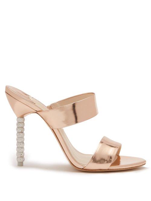 Matchesfashion.com Sophia Webster - Rosalind Crystal Embellished Leather Mules - Womens - Rose Gold