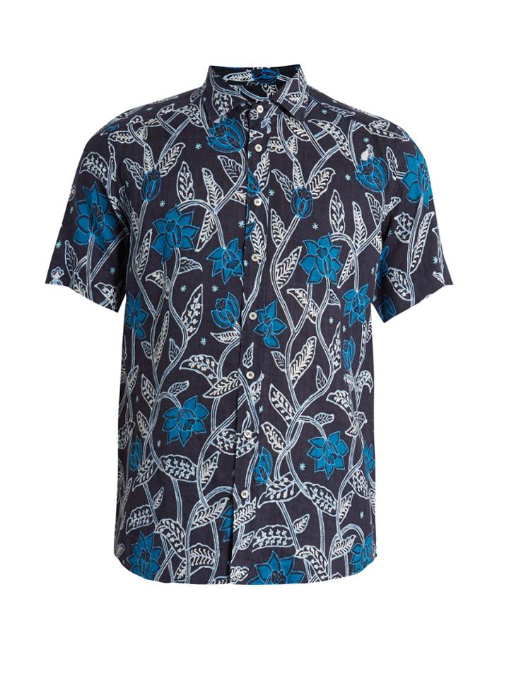 Etro Floral-print Short-sleeved Linen Shirt